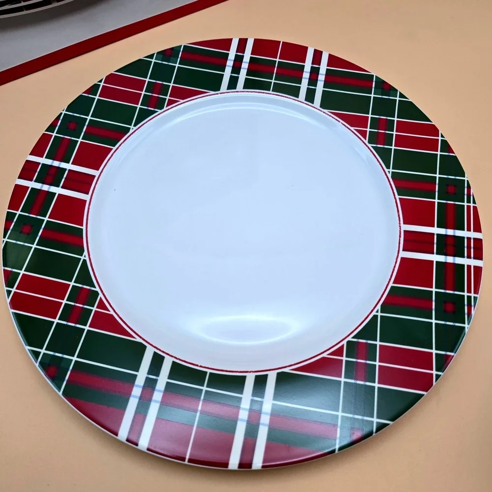 Lenox Vintage Plaid Dinner Plates Set of 4 Red Green‎ Winter Holiday 870676